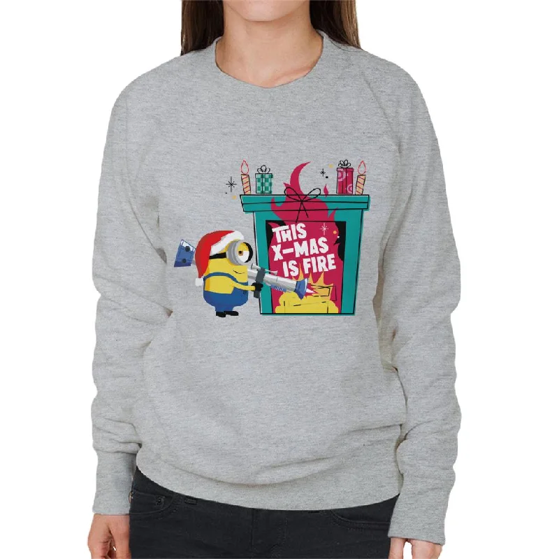 Low Prices graphic gym sweatshirtMinions Christmas This Xmas Is Fire Women's Sweatshirt