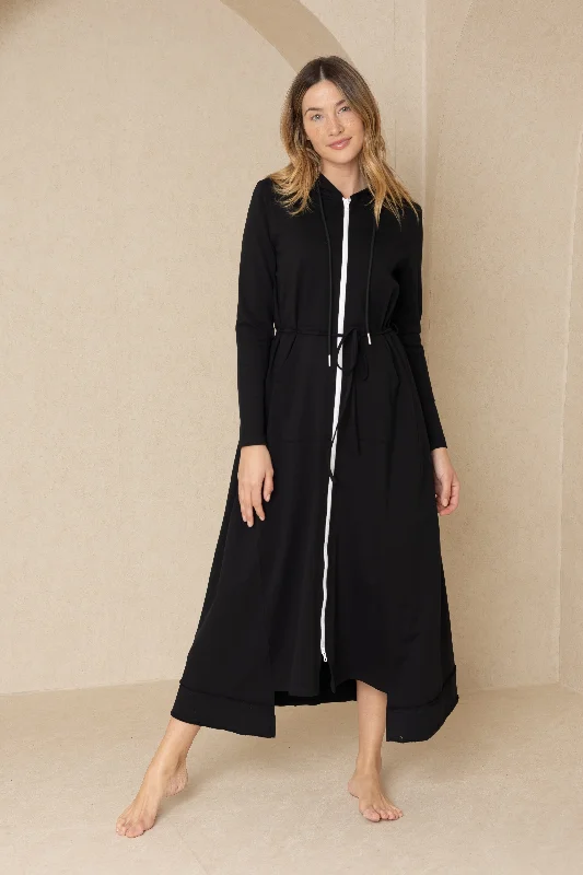 sleek gym hoodieBlack Maxi Sweatshirt Dress