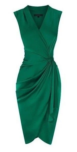 Daily Deals printed dressGreen V Neck Wrap Short Homecoming Dress Y439