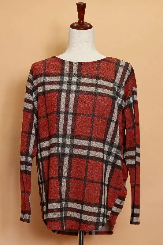 soft shell coatRust Plaid Sweater