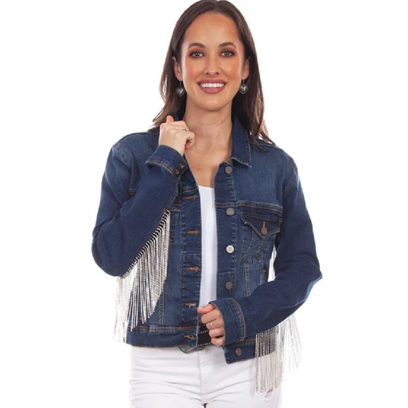 Quick Sale high-quality coatDenim Fringe Bling Jacket by Scully HC792