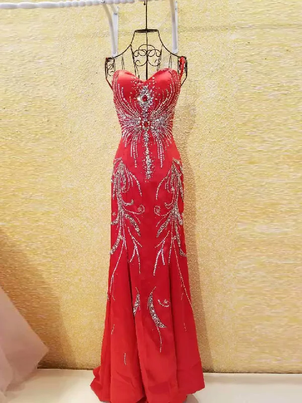 Reduced Prices Red Chic Prom Dresses Sheath/Column Short Train Prom Dress/Evening Dress JKL072