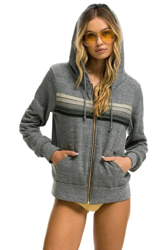 warm outerwearJacket 5 Stripe Hood Hdrs5 Heather-Grey-Grey