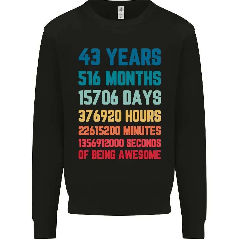 Deal Frenzy urban activewear hoodie43rd Birthday 43 Year Old Mens Sweatshirt Jumper