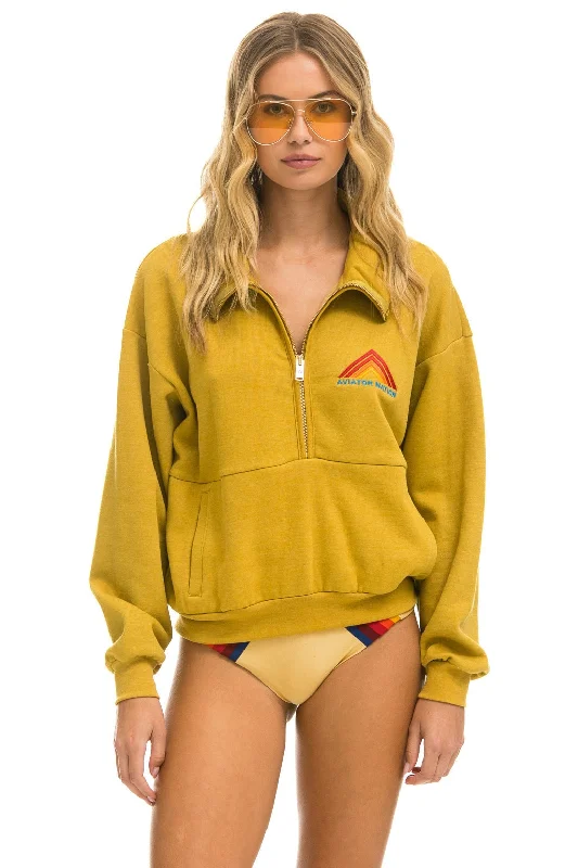 Deal of the Week slim fit workout hoodieMOUNTAIN EMBROIDERY HALF ZIP SWEATSHIRT - KHAKI