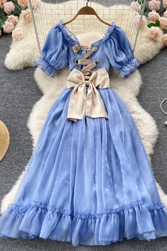 Final Markdown Beautiful Blue Fashion Lace up Long Prom Dress GJS680