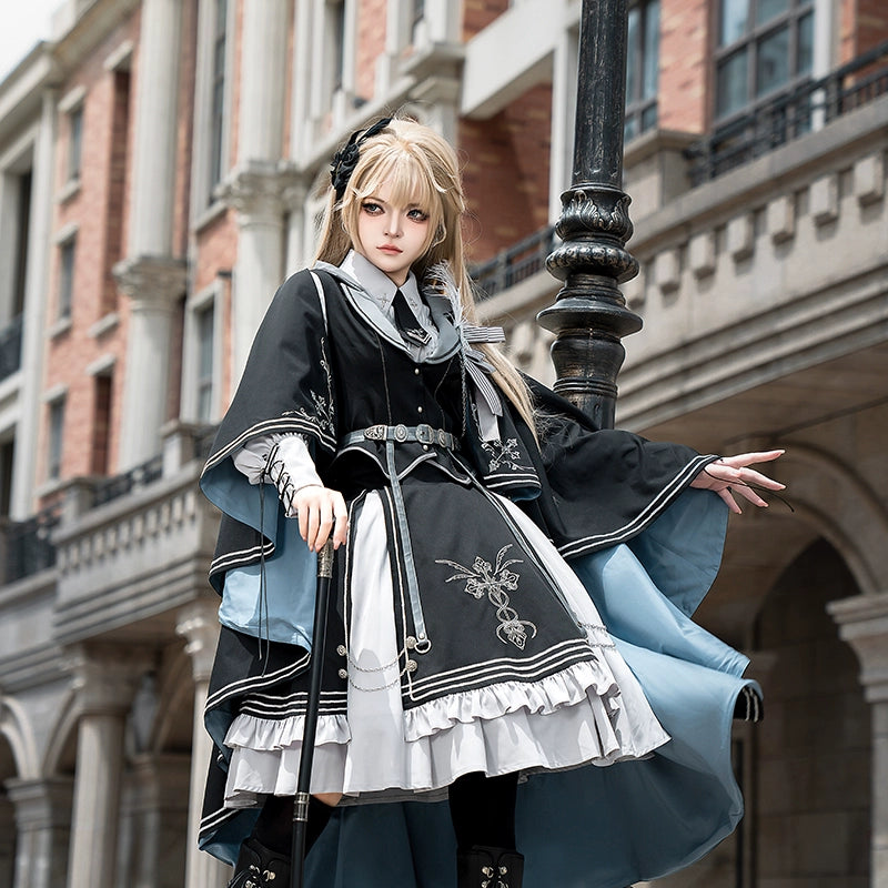 Shop and Save textured dressCHUNLV LOLITA~Dark Night Contract~Blue Military Lolita Dress Suit Skirt Elegant OP Cape Shop and Save textured dressCHUNLV LOLITA~Dark Night Contract~Blue Military Lolita Dress Suit Skirt Elegant OP Cape