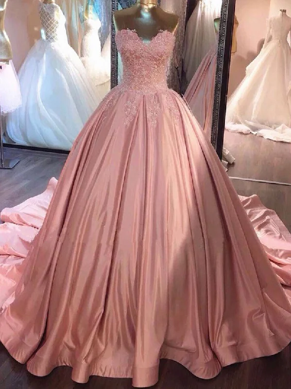 Midnight Sale Ball Gown Prom Dresses Sweetheart Sweep/Brush Train Satin Prom Dress/Evening Dress JKL142