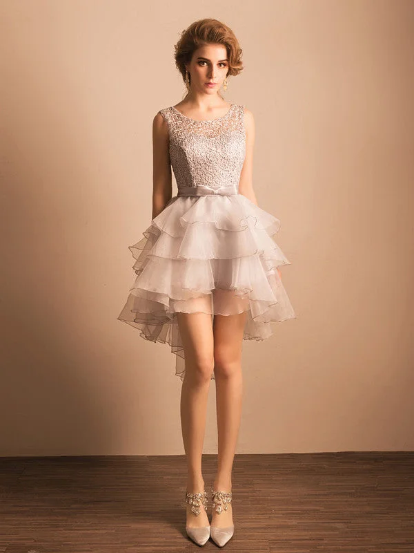 Savings Spectacular Homecoming Dress Asymmetrical Silver Lace Short Prom Dress Party Dress JK228