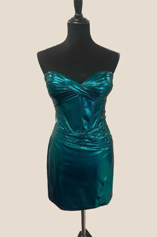 Great Bargains chic wrap dressSweetheart Green Ruched Bodycon Short Dress