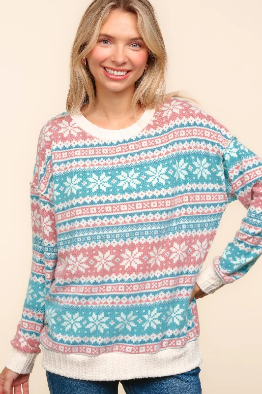 Super Sale slim fit coatPLUS OVERSIZED SNOWFLAKE PATTERN HACCI SWEATER TOP