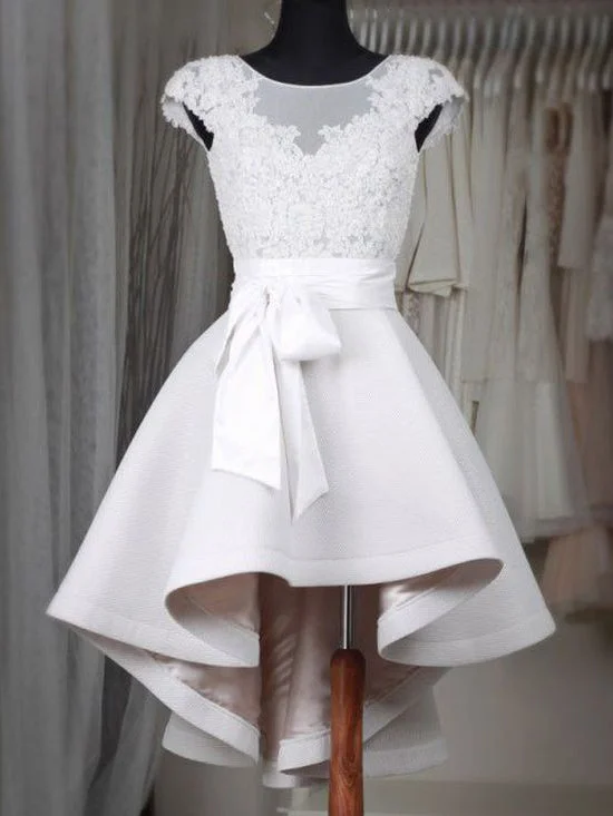 Savings Event High Low Homecoming Dress Scoop A-line Satin Short Prom Dress Party Dress JK563