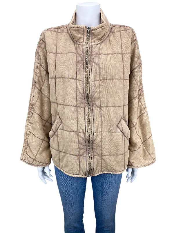 padded puffer coatFree People Women's Quilted Dolman Jacket Champagne Diamonds Size S