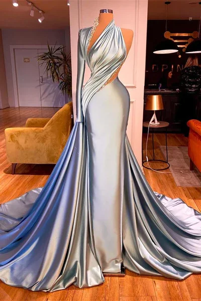 Exclusive Savings off-the-shoulder dressGorgeous One Shoulder Long Sleeves Mermaid Prom Dress With Beads Y928 Exclusive Savings off-the-shoulder dressGorgeous One Shoulder Long Sleeves Mermaid Prom Dress With Beads Y928
