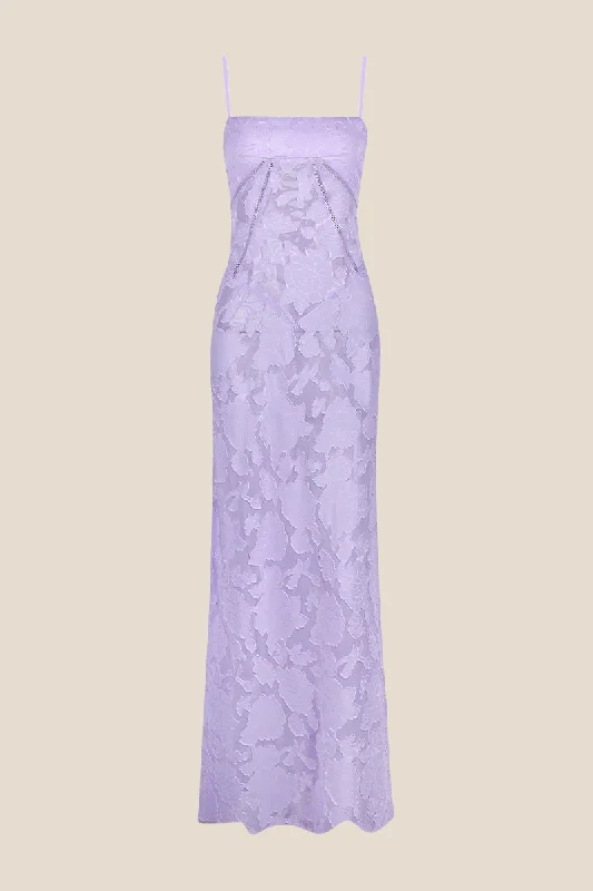 YEAR-End Clearance wrap-around dressSpaghetti Straps Lavender Lace A-line Long Dress