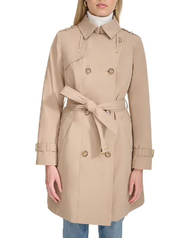 stylish blazer coatCole Haan Classic Hooded Trench Coat