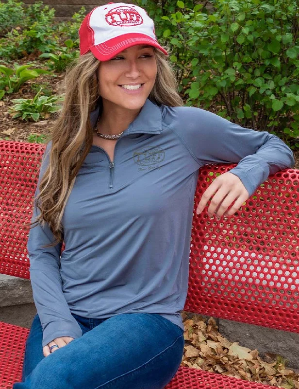 Crazy Deals long coatBreathe Instant Cooling UPF Quarter Zip Long Sleeve Shirt w/ Thumbholes (Steel Gray)