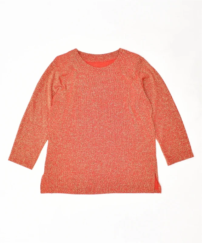 versatile hoodieVINTAGE Womens Crew Neck Jumper Sweater UK 16 Large Orange Wool