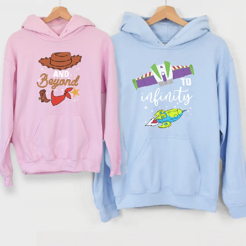 chic active hoodieTo Infinity & Beyond Matching Blue/ Pink Hoodies