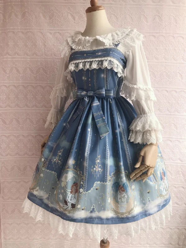 classic fit-and-flare dressYilia~Oriel's Blessing~Angel-themed Printed Lolita JSK