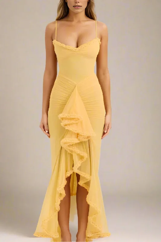 Warehouse Sale fitted dressNoah Bodycon Wrap Midi Dress- Sun Yellow