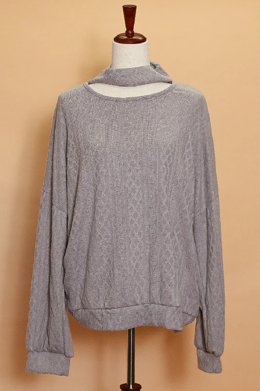 stylish lightweight coatPlus Grey Chocker Sweater