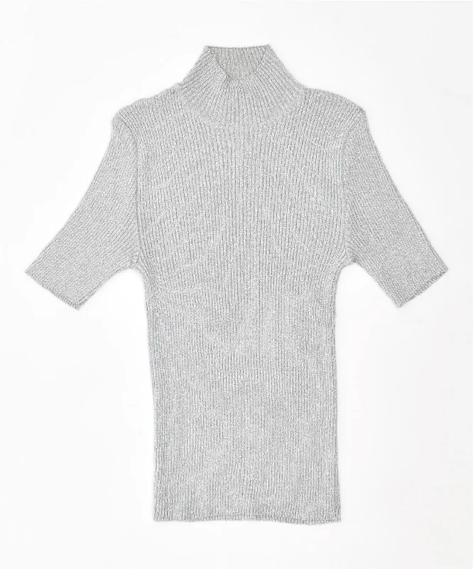 Exclusive Savings classic hoodieSTEFANEL Womens Short Sleeve Crew Neck Jumper Sweater UK 12 Medium Silver
