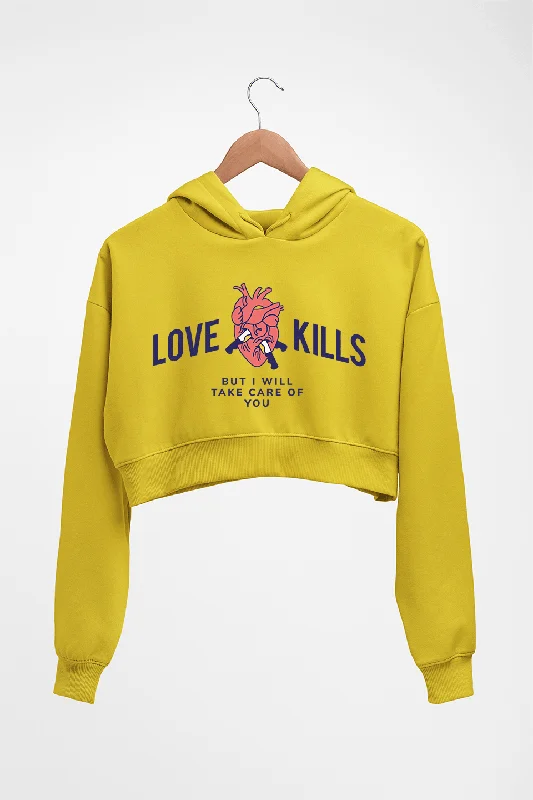 performance hoodieLove Kills Crop HOODIE FOR WOMEN