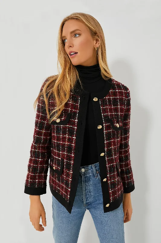 YEAR-End Clearance stylish blazer coatCherry Plaid Lydia Jacket