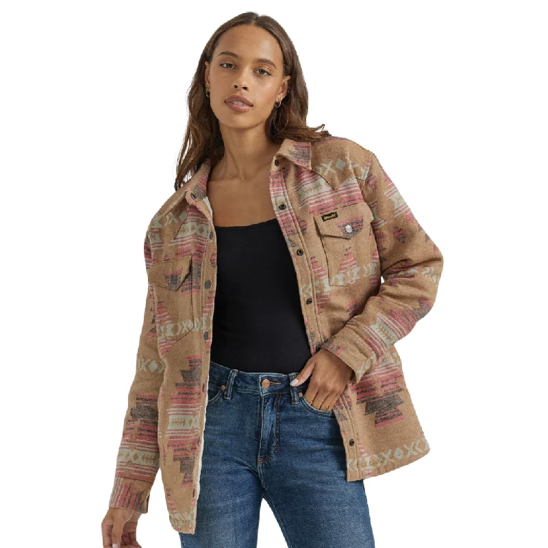 Discount Extravaganza insulated winter jacketWomen's Wrangler Retro® Shacket - Brown/Pink Aztec 112353134 Discount Extravaganza insulated winter jacketWomen's Wrangler Retro® Shacket - Brown/Pink Aztec 112353134