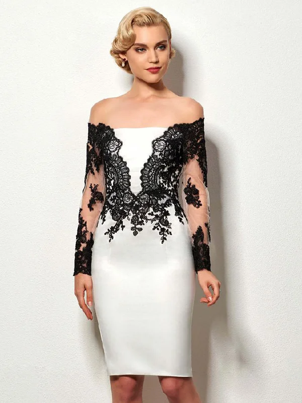 Deal Alert Long Sleeve Homecoming Dresses Black Sheath Short Prom Dress Party Dress JK599