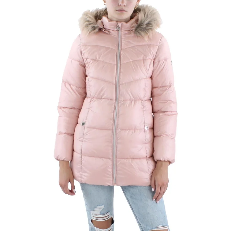 Exclusive Access fashion coat with hoodWomens Faux Fur Trim Polyester Puffer Jacket