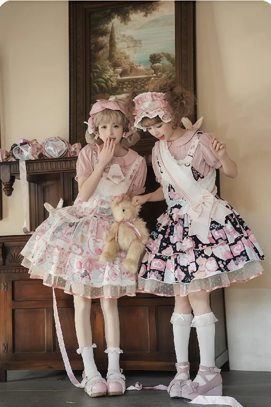 Fantastic Offers floral dressLittlePlum~Showa Strawberry Diary~Sweet Lolita Dress Outfit Printed Showa Era JSK Set