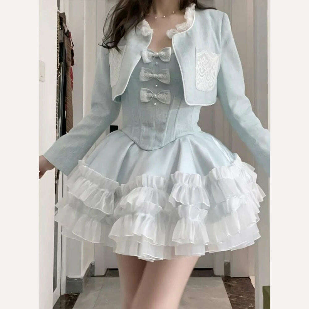 Reduced Prices versatile coatBlue Sweet Kawaii Two Piece Set Women Summer Sexy Elegant Party Mini Dress Suits Female Lolita Cute Dress + Long Sleeve Coat New Reduced Prices versatile coatBlue Sweet Kawaii Two Piece Set Women Summer Sexy Elegant Party Mini Dress Suits Female Lolita Cute Dress + Long Sleeve Coat New