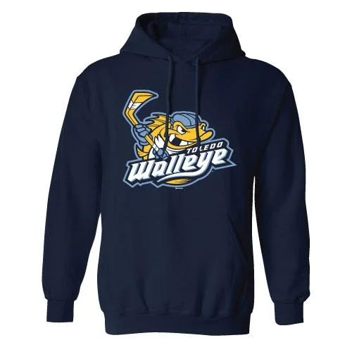 Weekend Flash Sale performance gym sweatshirtWalleye Navy Helmet Logo Hood