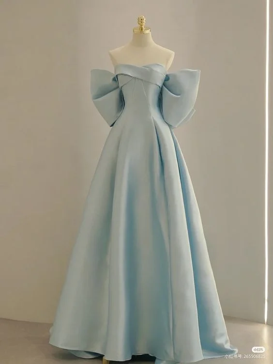 Midnight Sale ashionable dressBlue Strapless Satin Long Prom Dress Elegant Formal Gown Blue Bridesmaid Dress Y589 Midnight Sale ashionable dressBlue Strapless Satin Long Prom Dress Elegant Formal Gown Blue Bridesmaid Dress Y589