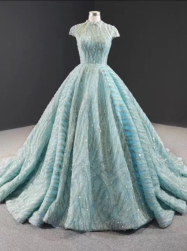 Massive Deals Gorgeous High Neck Ball Gowns Sparkly Beaded Long Prom Dress Evening Dresses JKG040