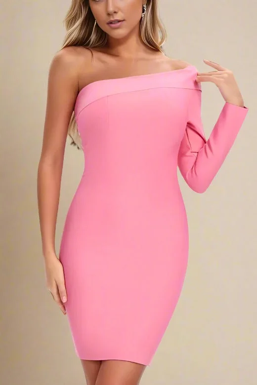 Extra Discounts stylish party dressKelly Long Sleeve Bandage Mini Dress - Hot Pink