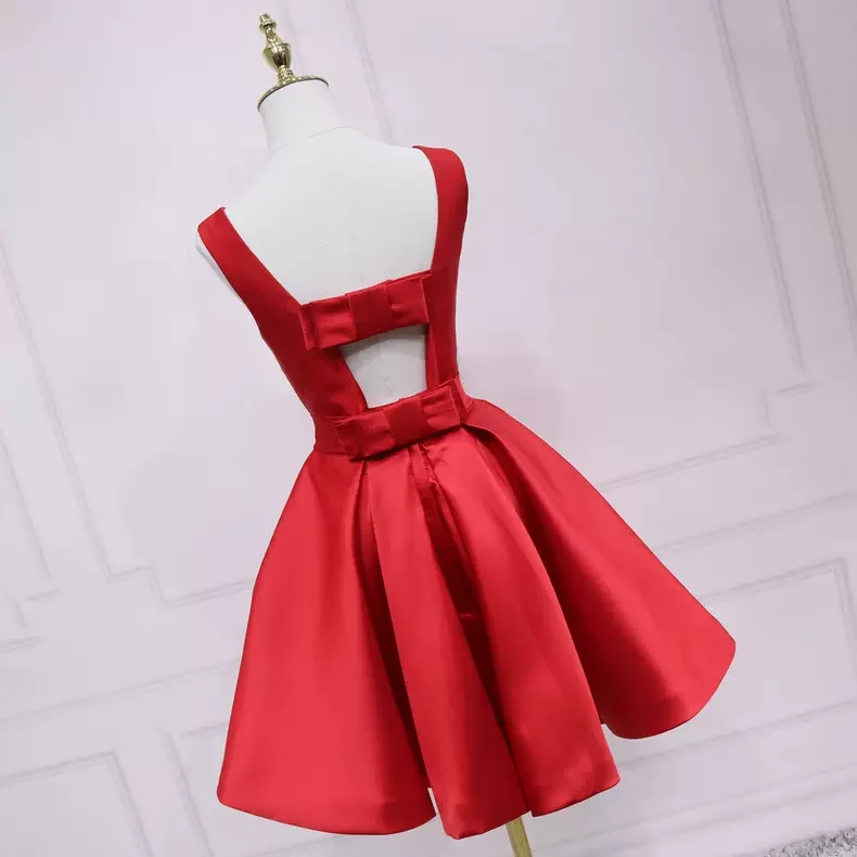 Seasonal Clearance backless dressLovely Homecoming Dress Sleeveless Burgundy Homecoming Dress s49