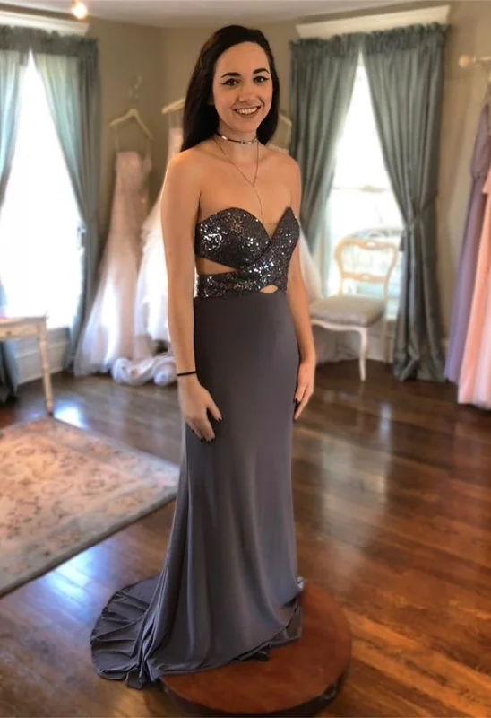 Price Buster chic dressModest Sequined Sweetheart Mermaid Prom Dress  Y171