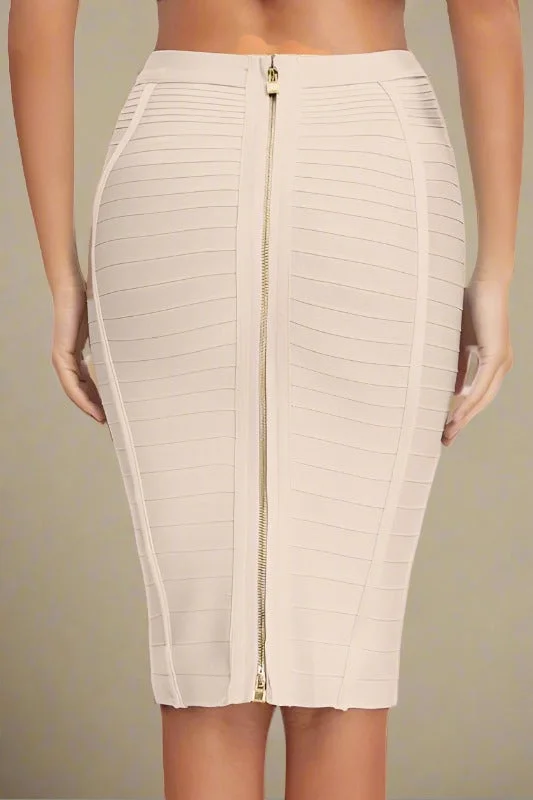 Super Sale casual shift dressPencil High Waist Bandage Knee Length Knitted Skirt - Cream Super Sale casual shift dressPencil High Waist Bandage Knee Length Knitted Skirt - Cream