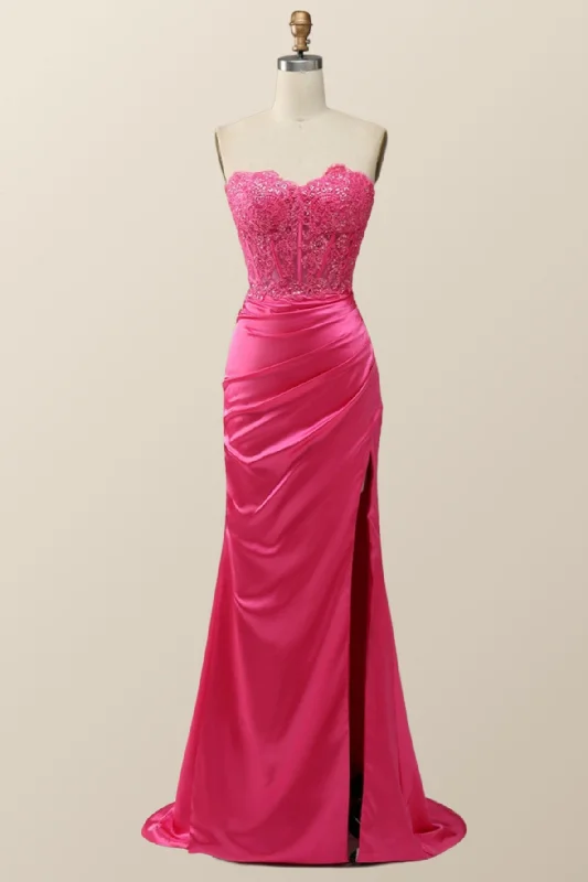 Major Savings pleated maxi dressSexy Pink Sweetheart Lace and Satin Long Dress