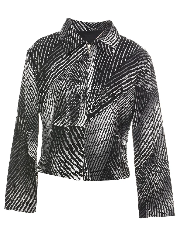 Limited Time Offer insulated coatSparkly Zip-Front Animal Print 1990s Jacket  - M