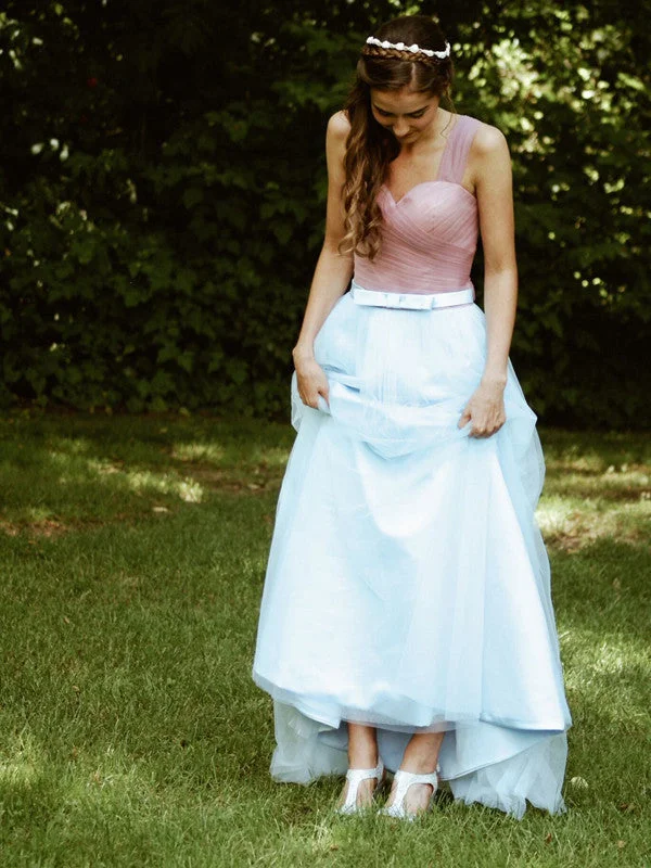 Final Clearance Elegant prom dresses A-line Straps Floor-length Tulle Prom Dress/Evening Dress #MK060