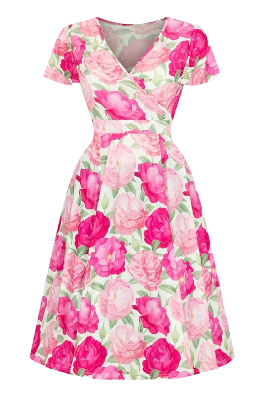 Buy Now romantic dressPink Floral Wrap Dress with Sash