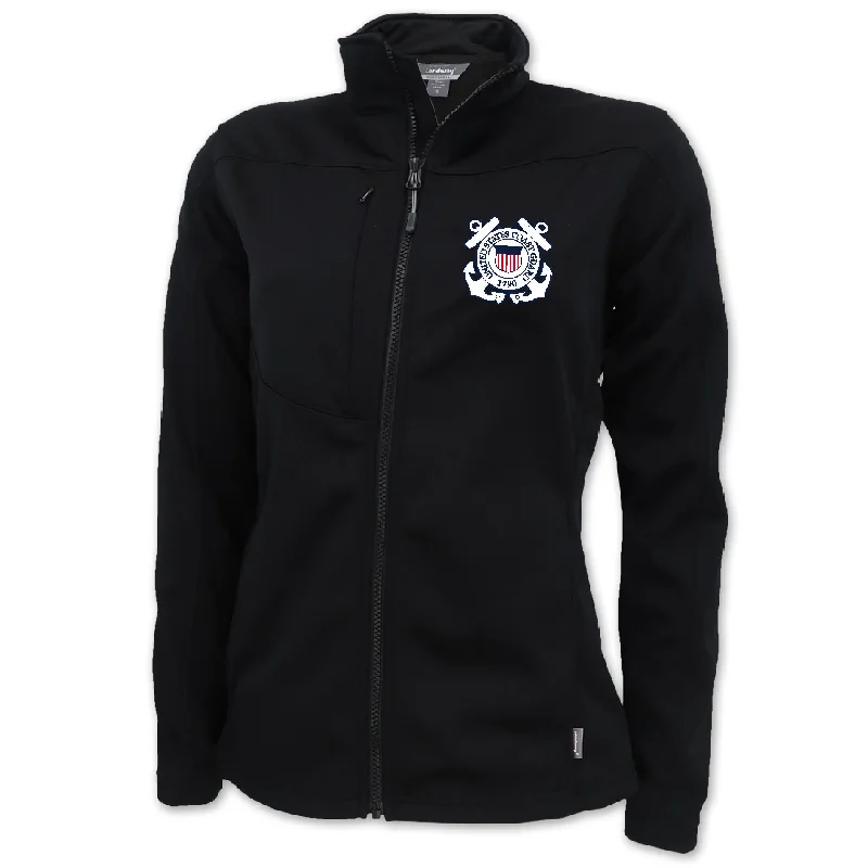 Closeout lightweight winter coatCoast Guard Seal Ladies Flash Performance Knit Jacket (Black)