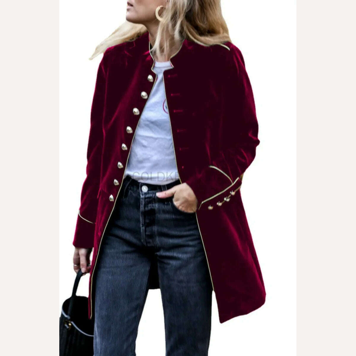Buy Now versatile coatCOLDKER 2024 Autumn Winter Medieval Cosplay Costume Velvet Women's Jacket Office Lady Elegant Long Blazer Female Jacket Coat