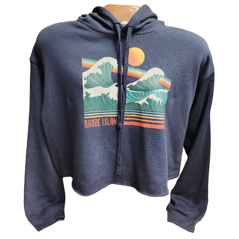 Value Deals gym ready hoodieCrashing Waves Navy Women's Cropped Fleece Hoodie