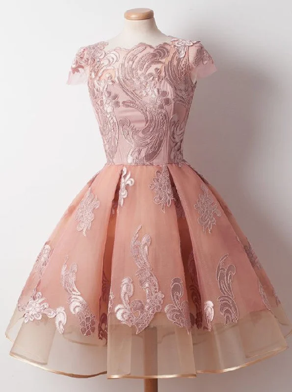 Act Fast Homecoming Dress Chic Appliques Ball Gown Short Prom Dress Party Dress JK224