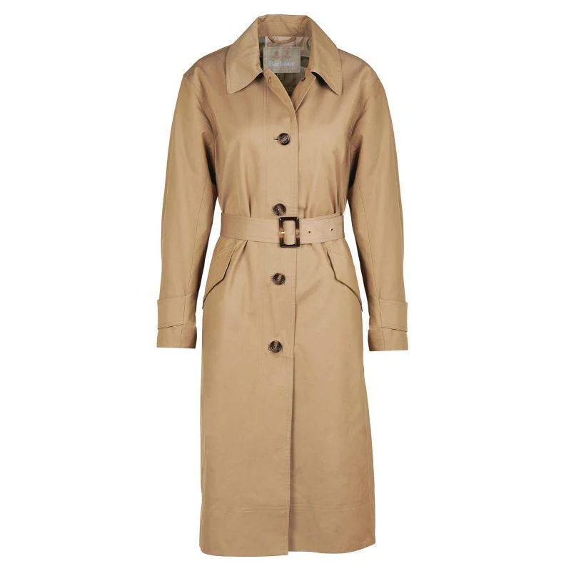 stylish peacoatBarbour Opal Ladies Showerproof Trench - Rosewood/Rosewood Tartan